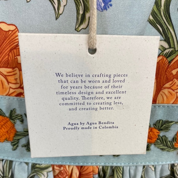 Agua Bendita Avenia Peonia Floral Cotton Mini Dress NWT Size XS - Picture 11 of 13